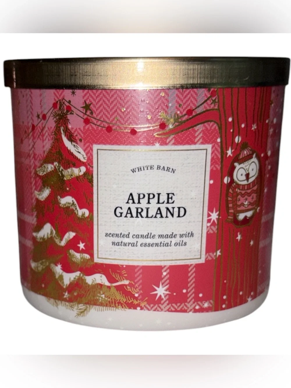 Bath & Body Works White Barn candle 14.5 oz 3 wick new Apple Garland